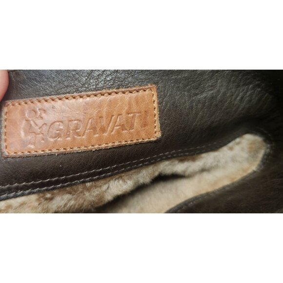 Gravati Mens Brown Leather Shearling Boots Size 9 Fur Lined Warm Winter Mid Calf - Picture 15 of 16